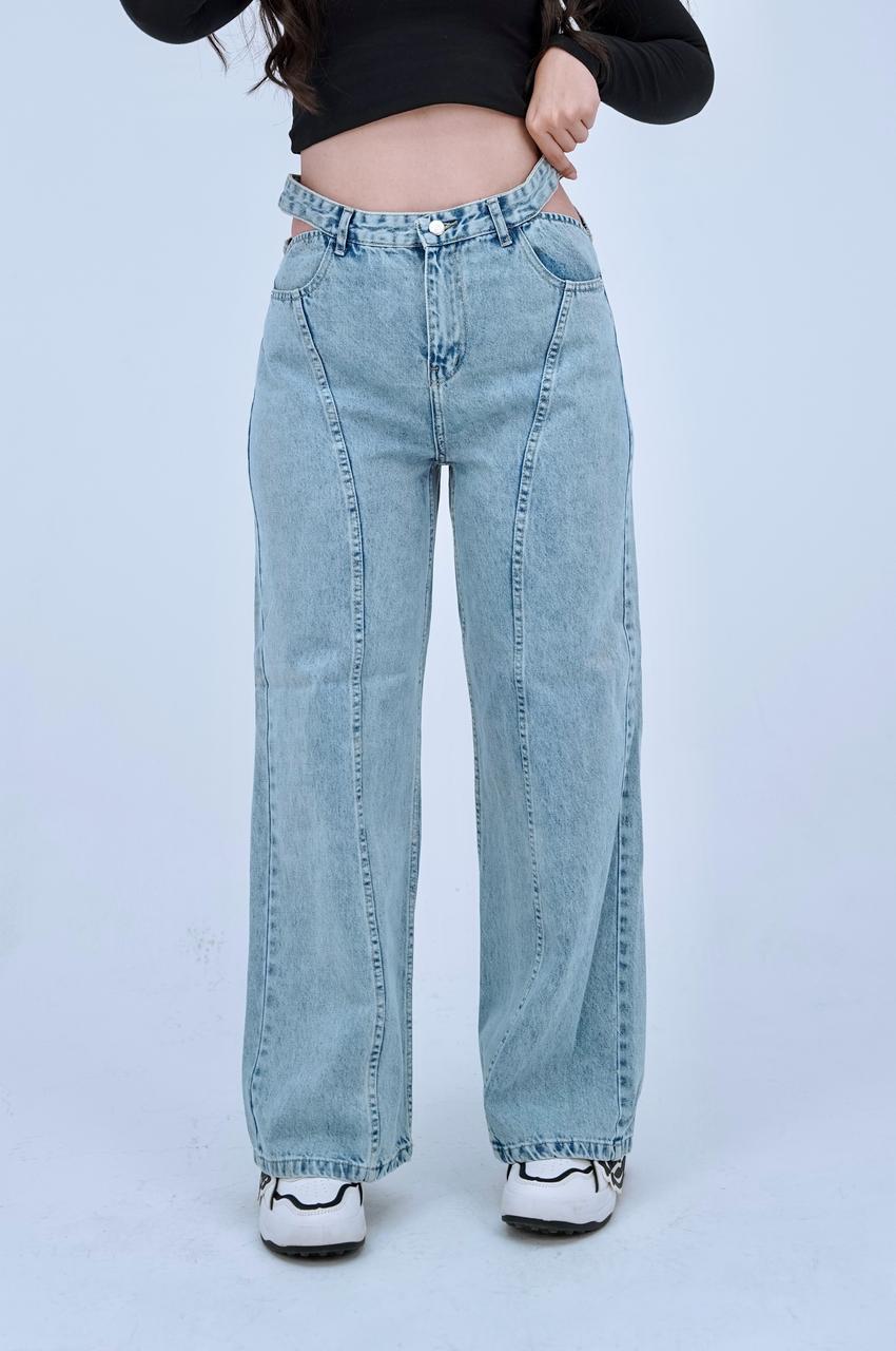 High-rise, straight-leg jeans