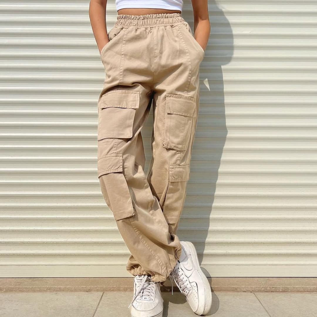 Beige cargo jeans pants