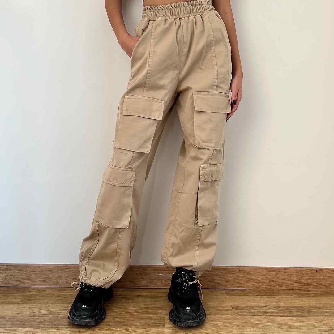 Beige cargo jeans pants