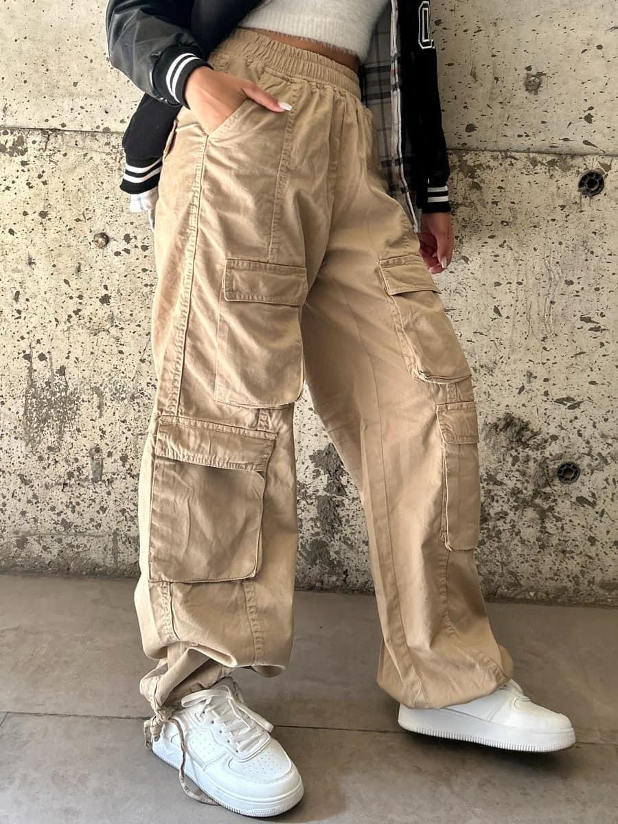 Beige cargo jeans pants