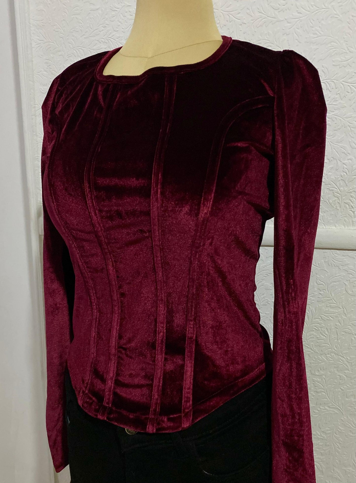 Velvet top long sleeve - Red