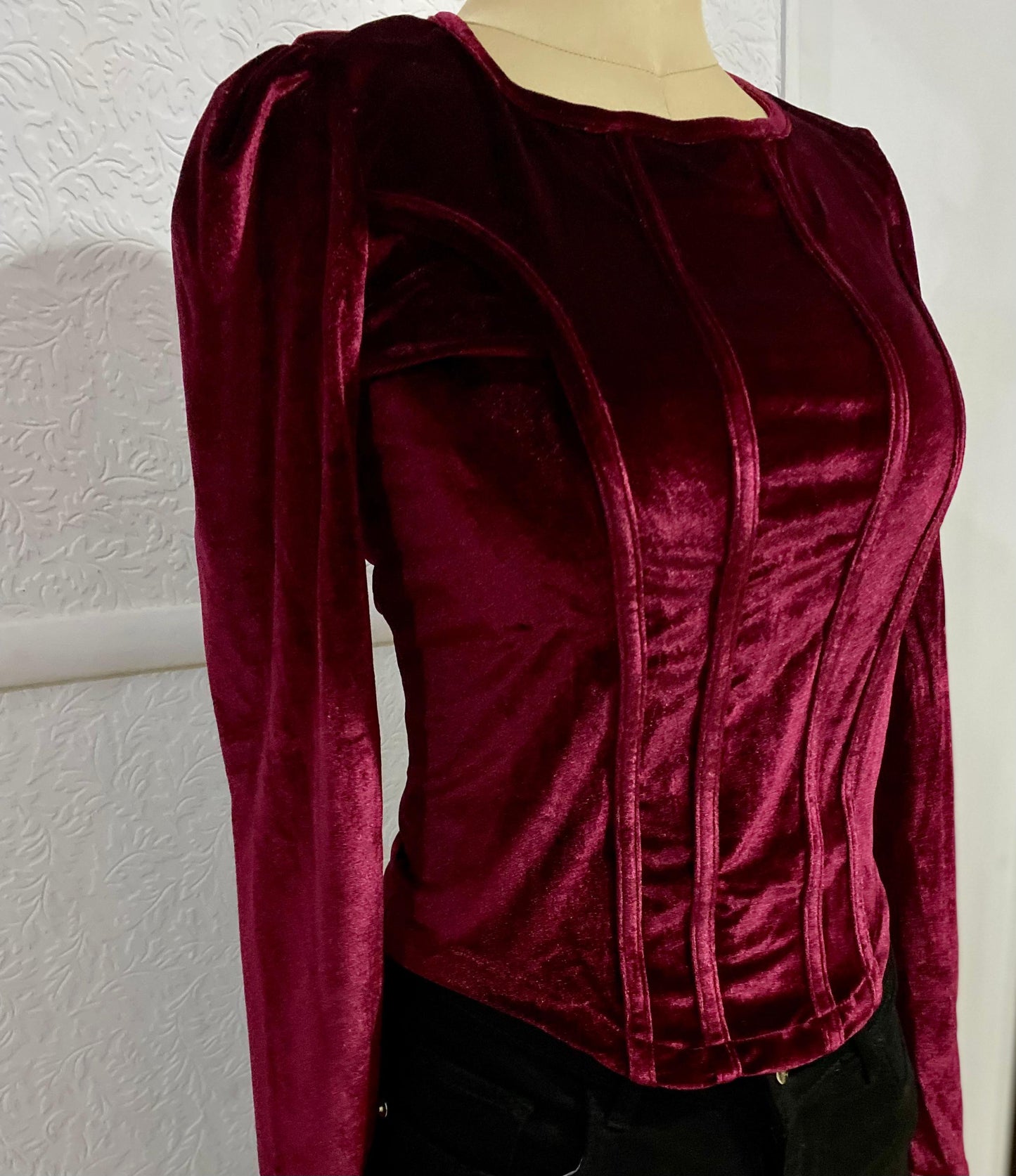 Velvet top long sleeve - Red