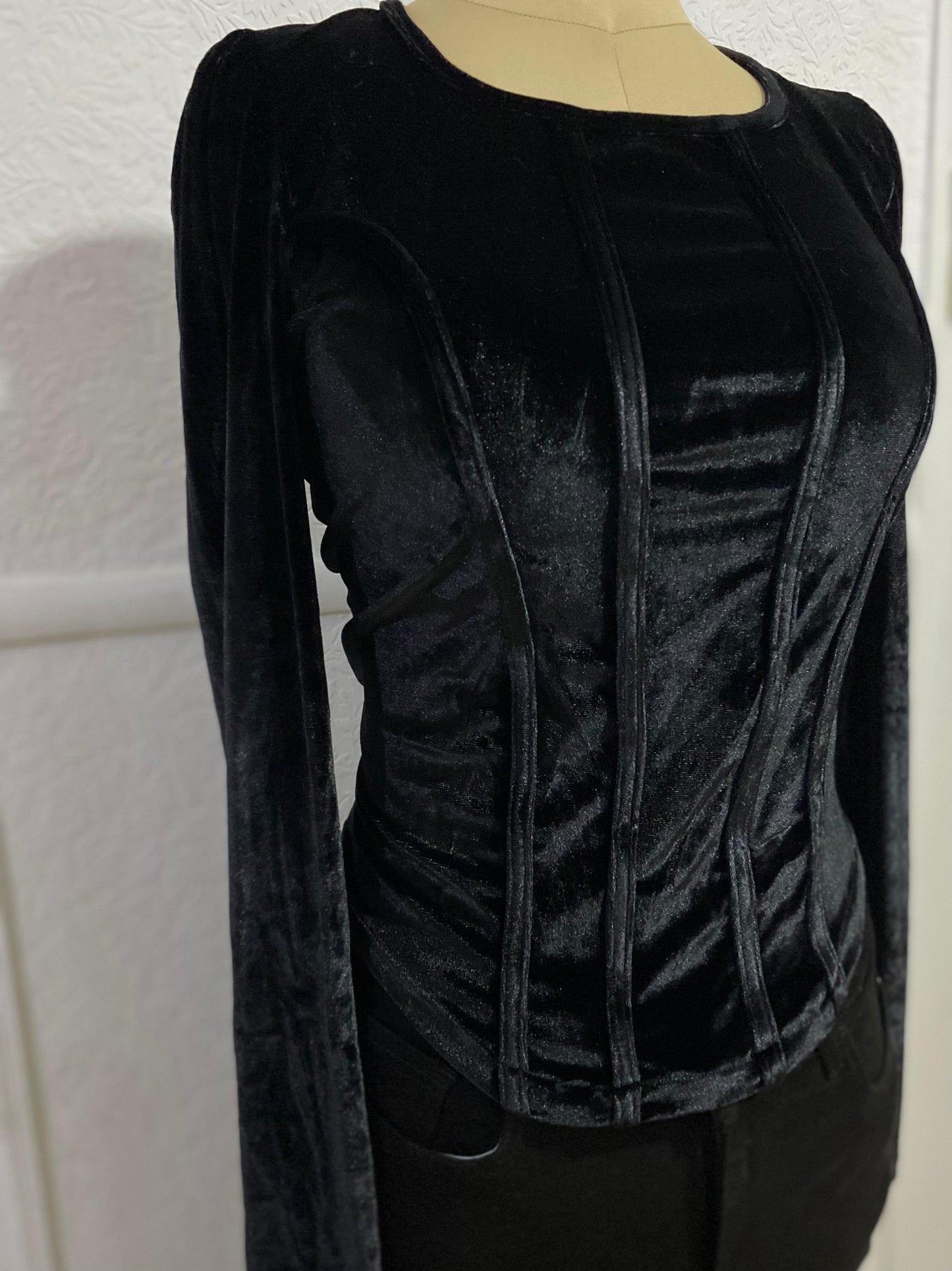 Velvet top long sleeve - Black