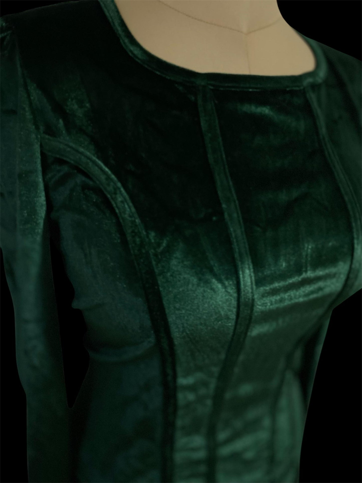 Velvet top long sleeve - Dark green