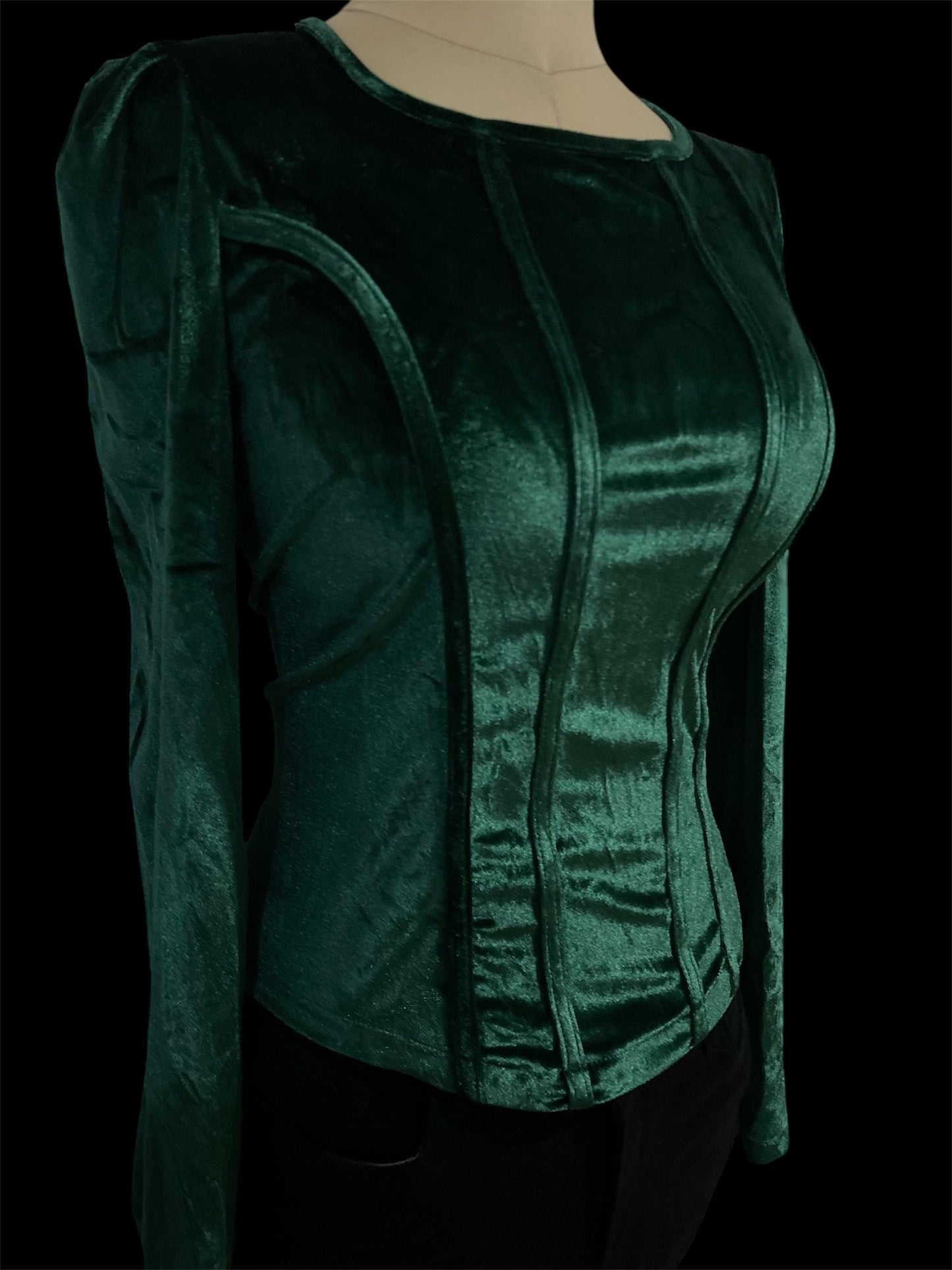 Velvet top long sleeve - Dark green